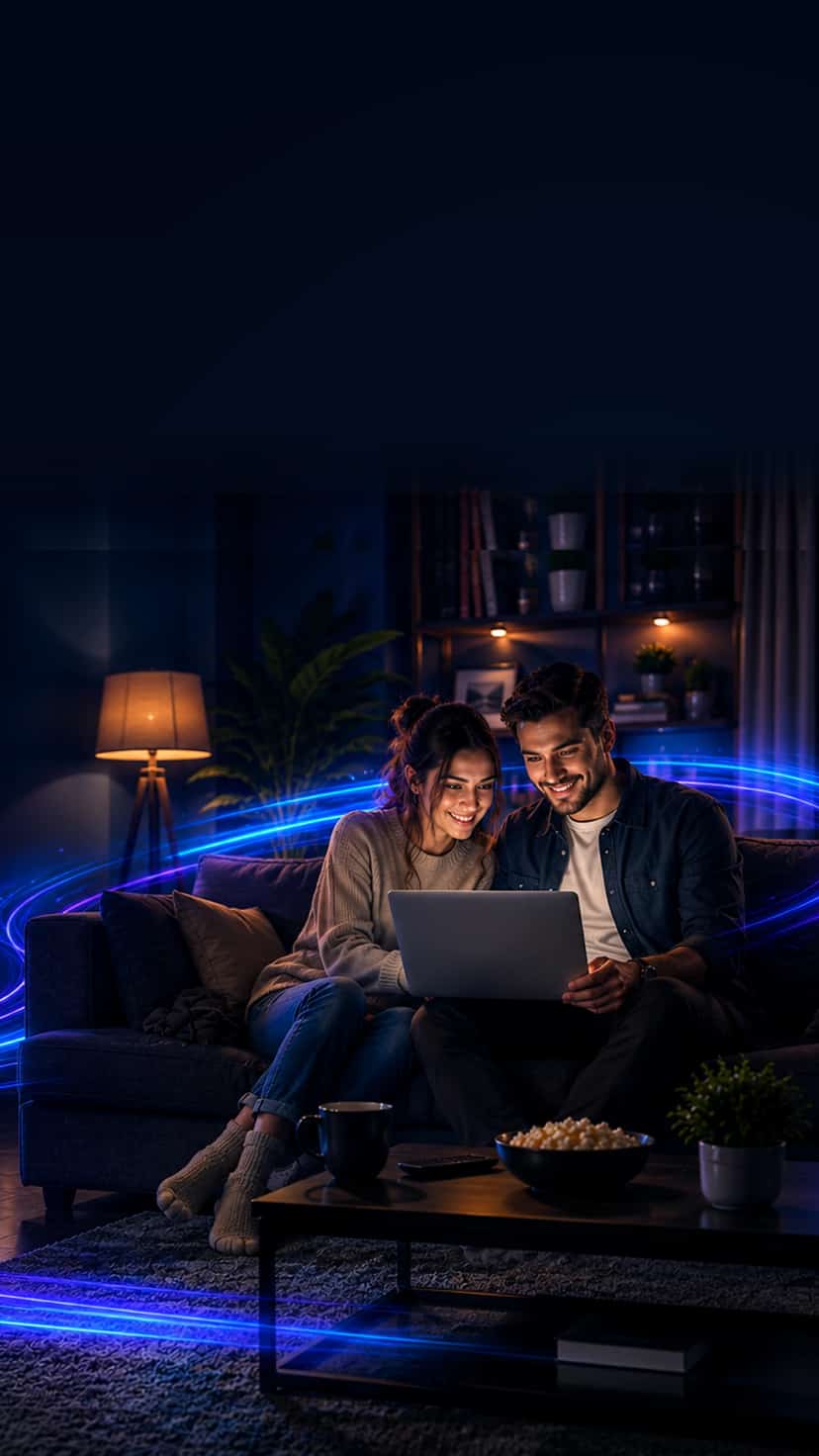 Evinde fiber internet kullanan bir çift